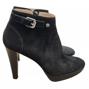 $720 Longchamp Black Suede Platform High Heel Ankle Bootie Size 40